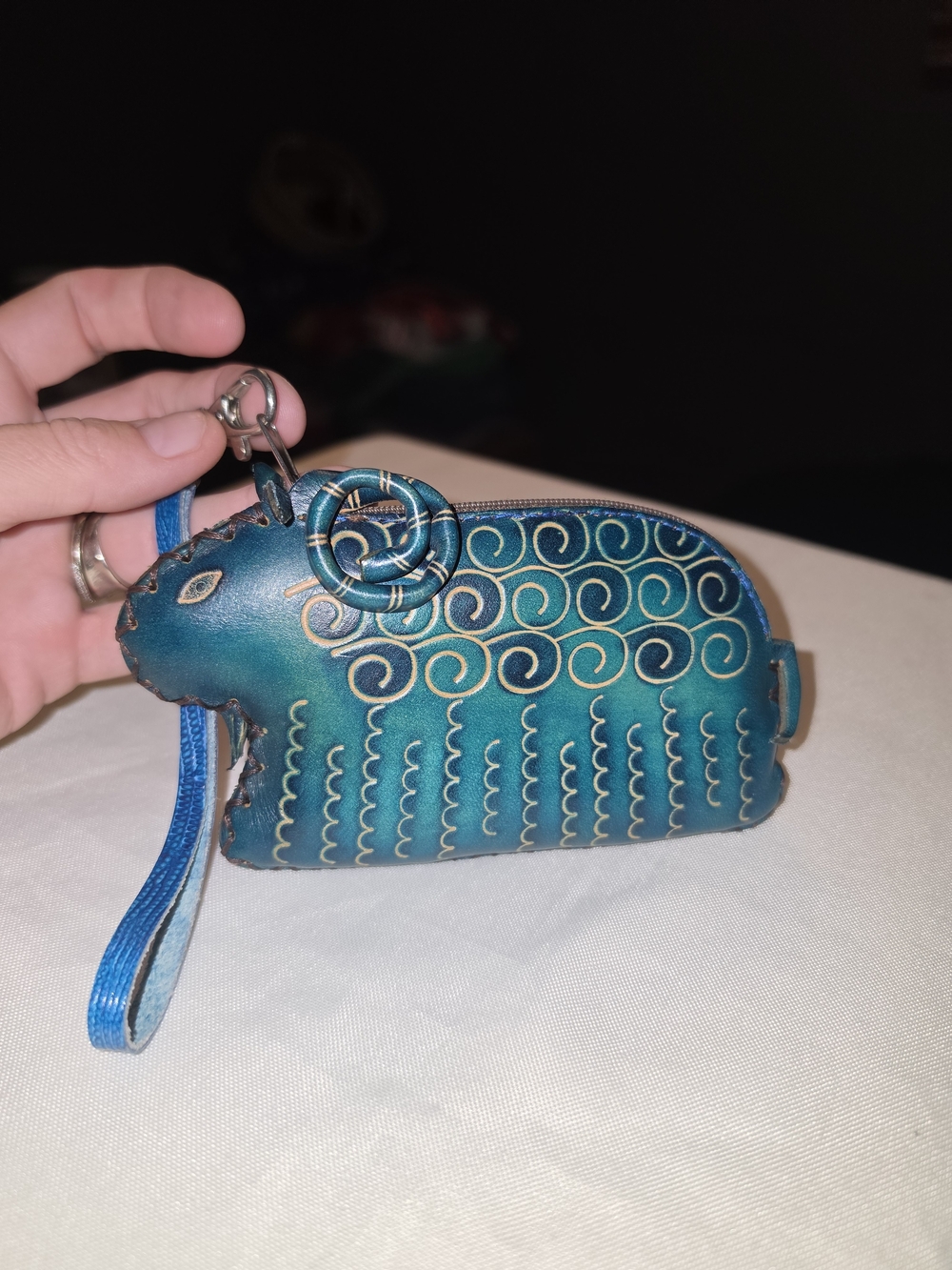 3D Lamb Leather Sheep Coin Wristlet